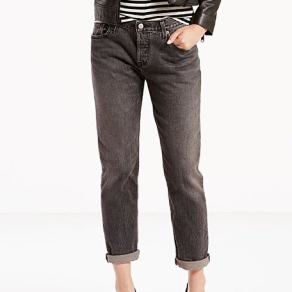 Washed grey 501 CT stretch jeans in Black Coast